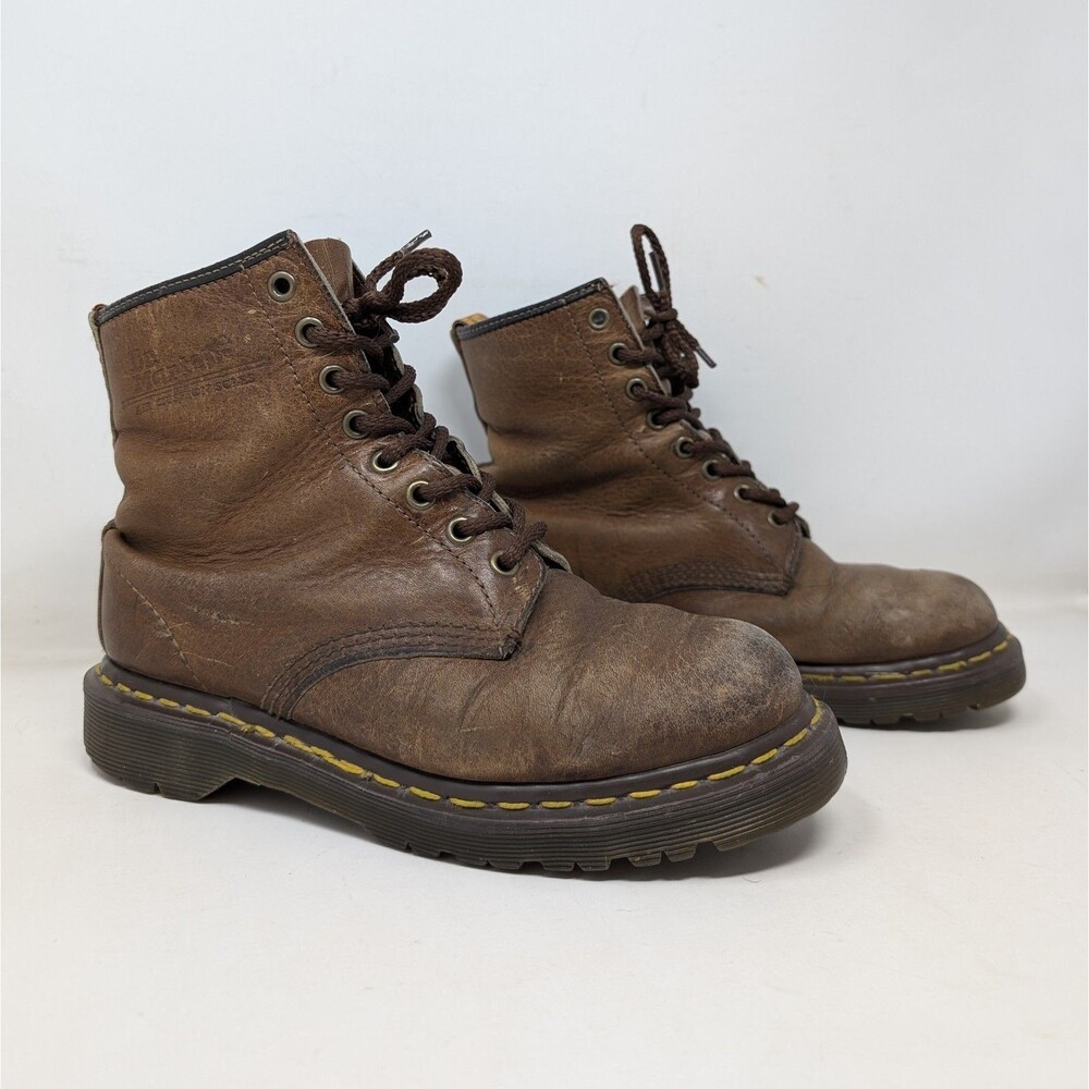 VTG 90s Dr Martens Brown Leather Boots US Womens 5 Mens 4 Made in England 8 Eye